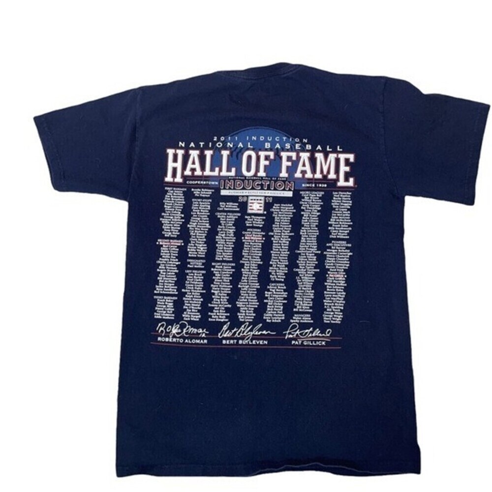 2011 National Baseball Hall Of Fame Induction Blue T-Shirt SZ M Alomar MLB HOF - Picture 2 of 7